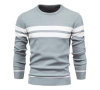 OHXSM Herren Winter Gestreifter Pullover Lässiger Rundhals Pullover Langarm Strickpullover Warme Strickwaren für die Arbeit Winter Pullover Outdoor Pullover Rundhals Pullover Lässiger Herbst Pullover