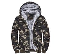 OHXSM Herren Zip Camouflage Hoodie Fleece Trainingsjacke Herren Hoodie Zip Sweatshirt Herren Hoodie Sweatshirt Camo Hoodie Tops Langarm Hoodie Casual Tops mit Taschen Camo Sweatshirt Zip Hoodie