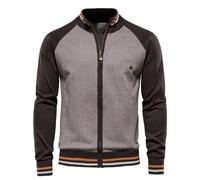 OHXSM Lässige Strickjacken mit Stehkragen für Herren schmale Passform Durchgehender Reißverschluss Dicker Strickpullover Strickjacke mit durchgehendem Langarm Strickpullover Strickjacke Strickmantel