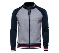 OHXSM Lässige Strickjacken mit Stehkragen für Herren schmale Passform Durchgehender Reißverschluss Dicker Strickpullover Strickjacke mit durchgehendem Langarm Strickpullover Strickjacke Strickmantel