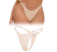ohyeahlady Damen String Tanga Mini G-String T-Back Slip Sexy Micro Thong Seamless Unterhosen Sommer Große Größen Unterwäsche Nahtlose Underwear Brazilian Hipster Strand Glitzer Bikini Hautfarbe XL