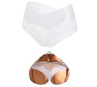 ohyeahlady Damen Tüll Slip Brazilian Mesh Hipster Unterhosen Transparente Unterwäsche Atmungsaktiv Panty Hohe Elastizität Schlüpfer Curvy Reizwäsche Höschen für Alltag Underwear Club Weiß,S
