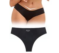 ohyeahlady Seamless Tanga Damen Nahtlos Unterwäsche Große Größen String Micro Mini Bikini High Waist Unterhosen Brazilian Slip Thongs Stretch Pantys T-Back Pantys Höschen Hipster Underwear Schwarz XXL