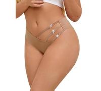 ohyeahlady Unterhosen Damen Nahtlos Tanga Seamless Slips Große Größen Unterwäsche Eisseide Brazilian Slip Frauen Sexy No Show Panties Stretch Hipster Curvy Unsichtbar Höschen S-XXL Beige,L