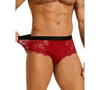 ohyeahlady Valentinstag Unterhosen Männer Rot Lustig Boxershorts Herren Sexy Weihnachtshose Spitze Unterwäsche Große Größen Transparent Dessous Pouch Underwear Sissy Höschen Boxer Briefs S