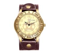 OIDEA Armbanduhr aus echt Leder Vintage: Unisex Braun Leder Band mit Krone Arabischen Zifferblatt Quarz Analog Retro Uhr Geschenk für Damen Herren