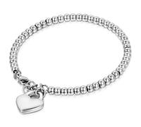 OIDEA Damen Armband Kugelkette Herz: Armkette aus Edelstahl Silber Perlenkette Kugel Armreif Handgelenk Schmuck Geschenk für Frauen Mädchen