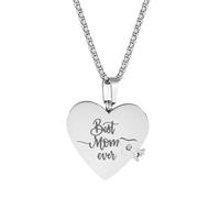 OIDEA Damen Buch Halskette Öffnbar: Silber Best Mom Ever Herz Anhänger aus Edelstahl Öffnbar Muttertag Geburtstag Geschenk für Mutter Frauen