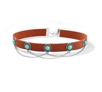 OIDEA Damen Choker Boho Halsband: Braun Rot Halskette mit Türkis Strass & Quaste aus Samt Schmal Boho Retro Vintage Schmuck Geschenk für Frauen Mädchen