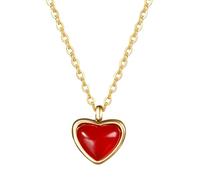 OIDEA Damen Halskette mit Herz Anhänger: Rot Herz mit Gold Kette aus Edelstahl modern Romantisch Schmuck Geschenk für Frauen Mädchen