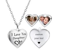 OIDEA Damen Herz Medaillon Halskette Öffnbar: Personalisiert mit Gravur Ich Liebe Dich Tochter Edelstahl Silber Geschenk für Frauen Mutter Tochter