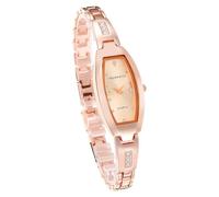OIDEA Damen Tonneau Armbanduhr mit Zirkonia: Retro Rosegold Schmal Edelstahl Armband Quarzuhr Damenuhr Schlichtes Elegant Casual Alltag Freizeit Business Elegant Geschenk für Frauen Freundin