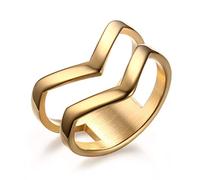 OIDEA Edelstahl Ringe dopplte V Form Gold Damenring Bandring Ehering Trauringe Weihnachten Hochzeit Engagement Geschenk