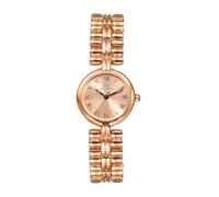 OIDEA Elegante Runde Vintage Armbanduhr: Damen Römische Ziffern Analog Quarzuhr Metall Gliederarmband Perlenband Rosegold Klassisch Business Freizeit Schmuckuhr Uhr Geschenk für Frauen