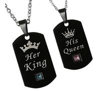 OIDEA Halskette Text und Bild Gravierte Dog Tag mit Gravur, Geschenke für Paare Partner Pärchen Couple Velentines Verliebter, Schwarz