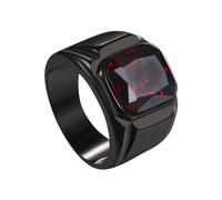 OIDEA Herren Achat Ring Siegelring: Rot Schwarz Achat Stein mit Quadratischem Biker Rock Herrenring Bandring aus Edelstahl Schmuck Geschenk für Männer Vater Freund Größe 57-70