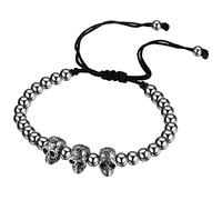 OIDEA Herren Armband Schädel Edelstahl mit 6mm Kugel Verstellbar