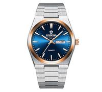 OIDEA Herren Armbanduhr mit Datum Tagesanzeige: Silber Edelstahlarmband Blau Zifferblatt Analog Quarz mit Leuchtender Skala Zeiger Einfaches Design Geschenk für Männer Freund