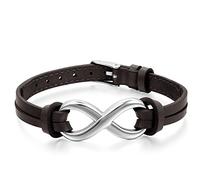 OIDEA Herren Damen Armband, Charme Lieben Infinity Zeichen Unendlichkeit Symbol Armreif Armschmuck, Edelstahl Leder, Verstellbar, Braun Silber