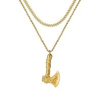 OIDEA Herren Halskette Wikinger Axt: Gold Layered Kette aus Edelstahl mit Axt Anhänger Kubanische Kette & Kordelkette Wikinger Schmuck Geschenk für Männer Jungs