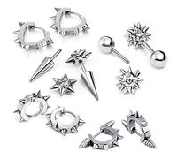 OIDEA Herren Ohrringe Nieten aus Edelstahl, Punk Ohrstecker Spitze, Creolen Silber, 5 Paare