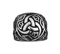 OIDEA Herren Wikinger Ring Siegelring: Vintage Keltisch Edelstahl Silber Nordische Runen Schutz Symbol Retro Geschenk für Männer Vater Sohn Geburtstag Größe 69 (22.0)