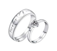 OIDEA Herz Versprechen Ringe für Paare: Edelstahl Eheringe mit herzförmiger Zirkonia mit Gravur Forever Love verstellbar Verlobungsring Geschenk für Pärchen Hochzeit Valentinstag