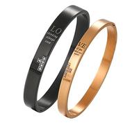 OIDEA Paar Armband aus Edelstahl: 2 Stück Partner Panzerkette Pärchen Armkette Armbänder mit Gravur Armreif Geschenk für Verliebte Damen Herren Paare Armreif Love