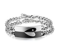 OIDEA Paar Armband Panzerkette Edelstahl: Partner Armkette Pärchen Armbänder mit Gravur Herz Puzzle-Keep me in Your Heart Handgelenk Geschenk für Verliebte Damen Herren Paare