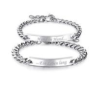 OIDEA Paar Armband Panzerkette Edelstahl: Partner Panzerkette Pärchen Armkette Armbänder mit Gravur Armreif Geschenk für Verliebte Damen Herren Paare Hand in Hand/EIN Leben lang