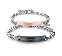 OIDEA Paar Armband Panzerkette Edelstahl: Partner Panzerkette Pärchen Armkette Armbänder mit Gravur Armreif Geschenk für Verliebte Damen Herren Paare Wenn ich Dein Bin/Bin ich erst ganzmein
