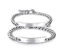 OIDEA Paar Armband Panzerkette Edelstahl: Partner Panzerkette Pärchen Armkette Armbänder mit Gravur Armreif Geschenk für Verliebte Damen Herren Paare His Only/Her One