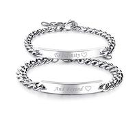 OIDEA Paar Armband Panzerkette Edelstahl: Partner Panzerkette Pärchen Armkette Armbänder mit Gravur Armreif Geschenk für Verliebte Damen Herren Paare to Infinity/and Beyond