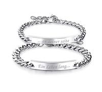 OIDEA Paar Armband Panzerkette Edelstahl: Partner Panzerkette Pärchen Armkette Armbänder mit Gravur Armreif Geschenk für Verliebte Damen Herren Paare EIN Leben lang/an deiner Seite
