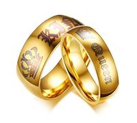 OIDEA Paar Ringe Damen Gold: Bandring aus Edelstahl Ehering mit Gravur His Queen Her King Krone Partneringe Trauringe Geschenk für Frauen Partnerin Freudin Größe 60