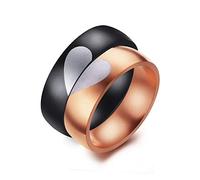 OIDEA Paar Ringe Herz Puzzle: Schwarz Herren Ehering mit Puzzle Herz Partneringe Trauringe aus Edelstahl Geschenk für Männer Größe 62