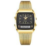 Oidea Uni-Multifunktions-Armbanduhr: Quadratische Dual-Zeit-Sport-Analog-Quarzuhr, wasserdicht, Kalender, Datum, Woche, Wecker, Business-Kleid, Armbanduhr mit Edelstahlarmband, Quadratisches