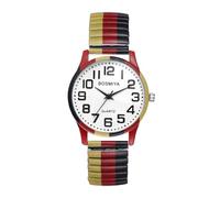 OIDEA Unisex Armbanduhr elastischer Band: Deutsche Flagge Muster Edelstahlarmband Analog Quarz mit großer Arabischer Zifferblatt Geschenk für Herren Damen