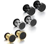 OIDEA Unisex Ohrringe Ohrstecker Rund: 3 Paare Schraube Ohrstecker Set aus Edelstahl Klein Punk Rock Biker Schwarz Gold Silber Geschenk für Männer Frauen Junge Mädchen