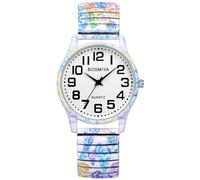OIDEA Unisex Uhren elastisch Böhmisch: Schmetterling Muster Armbanduhr Analog Quarz mit Großem digital Zifferblatt Klare Uhr Geschenk für Herren Damen