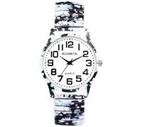 OIDEA Unisex Uhren elastisch Böhmisch: Schwarz Muster Armbanduhr Analog Quarz mit Großem digital Zifferblatt Klare Uhr Schmuck Geschenk für Herren Damen
