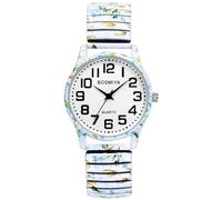 OIDEA Unisex Uhren elastisch Böhmisch: Weiß Muster Armbanduhr Analog Quarz mit Großem digital Zifferblatt Klare Uhr Geschenk für Herren Damen