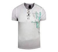 Oil-Washed T-Shirt mit Knopfleiste 2XL