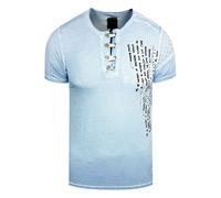 Oil-Washed T-Shirt mit Knopfleiste M