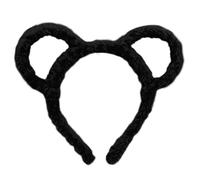 Oilmal Haarreifen für Damen, Winter, dickes Plüsch-Stirnband, rund, Maus-Bär-Ohren, Make-up, Haarreif, Bandana, Schwarz