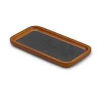 Oirlv Massivholz Schmucktabletts,Kleine Schmuckablage für Ring,Ohrringe,Armbänder,Halskettenhalter,Organizer(Rechteck,Dunkelgrau)