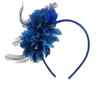 OIUUBBII Damen Fascinator Stirnbänder & Perlen Elegant Tee Party Stirnband für Hochzeit Cocktail Königliche Rennen Brautschleier Haarschmuck für Kleider (Blau, 1 Größe)