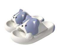 OJXTRDE Cartoon Corgi Hausschuhe Frauen Männer Wolke Schieberegler flache Sandalen weiche Sohle niedliche Tier Hund nicht rutschen Schuhe für Dusche Bad Pool Strand
