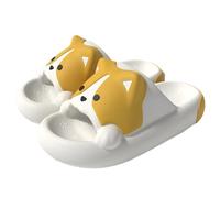 OJXTRDE Cartoon Corgi Hausschuhe Frauen Männer Wolke Schieberegler flache Sandalen weiche Sohle niedliche Tier Hund nicht rutschen Schuhe für Dusche Bad Pool Strand