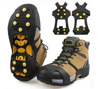 OKESYO Universal Steigeisen 10 Zähne, Spikes für Schuhe Winter, Anti-Rutsch Schuhspikes für Winter, überziehbare Stretch-Ice-Grips für Schuhe & Stiefel, ideal für Schnee, Wandern & Spazieren